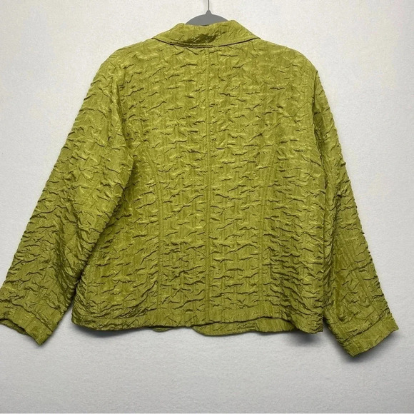 Chicos Womens Crinkle Textured Jacket Lime Green 2 / US MEDIUM - Picture 2 of 6